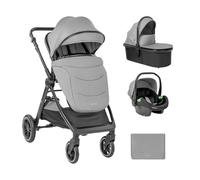 Kikka boo poussette combinée Ava 3 en 1 nacelle, siège bébé, roues en caoutchouc, coloris:gris