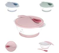 Kikkaboo Baby Bowl 250 ml avec cuillère, capteur de chaleur, couvercle, coloris:rose