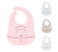 Kikkaboo bavoir bébé Bear with me silicone, ramasse-miettes intégré, étanche, coloris:rose