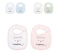 Kikkaboo Bavoir bébé set de 2 oursons 23 x31cm éponge bouton pression 100% coton, coloris:rose