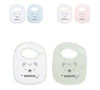 Kikkaboo Bavoir bébé set de 2 oursons 23 x31cm éponge bouton pression 100% coton, coloris:verdoyant