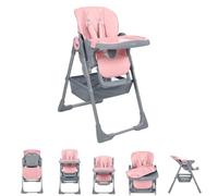 Kikkaboo Chaise haute Comfy réglable en hauteur, sangle, double plateau, pliable, coloris:rose