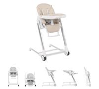 Kikkaboo chaise haute pour enfant Maple réglable, roulettes, sangle, pliable, coloris:beige