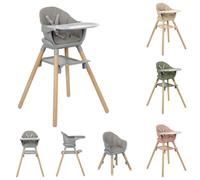 Kikkaboo Chaise haute Woody 2 en 1 pieds en bois Chaise d'enfant Repose-pieds, coloris:gris