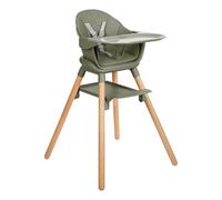 Kikkaboo Chaise haute Woody 2 en 1 pieds en bois Chaise d'enfant Repose-pieds, coloris:verdoyant