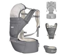 Kikkaboo Porte-bébé Chloe 3 en 1 ventral et dorsal siège sur la hanche de 5 mois, coloris:gris blanc