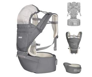 Kikkaboo Chloe Porte-bébé 3 en 1 pour bébé ventral et dos, siège hanche, à partir de 5 mois, couleur : gris blanc