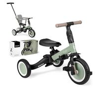 KikkaBoo Flip Tricycle Bébé Évolutif 5 en 1 - Vélo Enfant 1 à 5 Ans Convertible en Draisienne avec Siège et Guidon Réglables, Vert Militaire