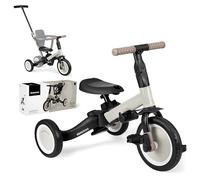 KikkaBoo Flip Tricycle Bébé Évolutif 5 en 1 - Vélo Enfant 1 à 5 Ans Convertible en Draisienne avec Siège et Guidon Réglables, Beige