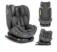 KikkaBoo i-Moove 2 i-SIZE Siège enfant, 40 à 150 cm, rotation à 360 °, ISOFIX, arrière et avant, appuie-tête réglable, fonction allongée, gris foncé