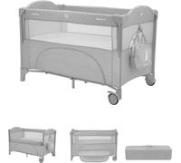 Kikkaboo Lit de voyage Milky Way, 2 niveaux, ouverture latérale, 2 roues, fenêtre filet gris foncé