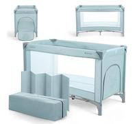 KikkaBoo Lit Parapluie Bébé Pliable Compact So Gifted, Lit de Voyage Léger 120x60 cm, Jusqu’à 15 kg, sans Matelas, Sac de Transport Inclus, Menthe