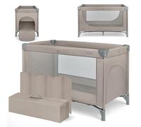 KikkaBoo Lit Parapluie Bébé Pliable Compact So Gifted, Lit de Voyage Léger 120x60 cm, Jusqu’à 15 kg, sans Matelas, Sac de Transport Inclus, Beige