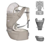 Kikkaboo Porte-bébé Chloe 3 en 1 ventral et dorsal siège sur la hanche de 5 mois, coloris:beige