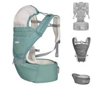 Kikkaboo Porte-bébé Chloe 3 en 1 ventral et dorsal siège sur la hanche de 5 mois, coloris:vert gris