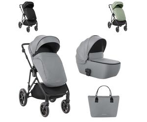 Kikkaboo poussette Thea 2 en 1 roues EVA poignée poussée réglable baignoire bébé, coloris:gris
