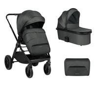 Kikkaboo Poussette Tiffany 2 en 1 Nacelle, siège sport, sac à langer, roues PU, coloris:gris noir