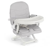 KikkaBoo Réhausseur de chaise PAPPO, Booster jusqu'à 36 mois, siège élévateur pliable, plateau amovible, chaise haute de voyage portable et réglable, compact, gris