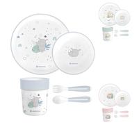 Kikkaboo Set de vaisselle enfants Savanna 5 pièces motif animal, bol, assiette, coloris:bleu clair