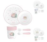 Kikkaboo Set de vaisselle enfants Savanna 5 pièces motif animal, bol, assiette, coloris:rose