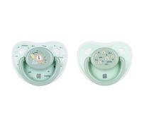 Kikkaboo sucette bébé Savanna 0-6 mois, 2 pièces, deux trous d'aération, silicone, coloris:verdoyant