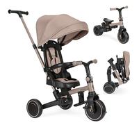 KikkaBoo Tricycle 8 en 1 ALUMA, Poussette évolutive pliable, assise réversible, capuche réglable, cadre en aluminium, ceinture 5 points, vélo enfants 1-5 ans, beige