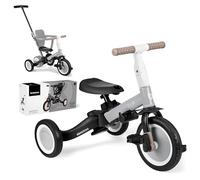 KikkaBoo Tricycle Bébé Évolutif 5 en 1 Flip, Vélo Enfant 1 à 5 Ans Convertible en Draisienne avec Siège et Guidon Réglables, Gris