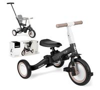 KikkaBoo Tricycle Bébé Évolutif 5 en 1 Flip, Vélo Enfant 1 à 5 Ans Convertible en Draisienne avec Siège et Guidon Réglables, Noir