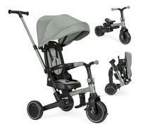 KikkaBoo Tricycle évolutif 8 en 1 ALUMA, de 12 Mois à 5 Ans, Tricycle Poussette Pliable avec poignée pour Parents, Vert