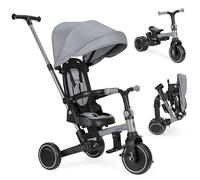 KikkaBoo Tricycle 8 en 1 ALUMA, Poussette évolutive Pliable, Assise réversible, Capuche réglable, Cadre en Aluminium, Ceinture 5 Points, vélo Enfants 1-5 Ans, Gris
