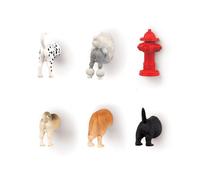 Kikkerland Aimant Popotins de Chiens + Borne à Incendie Lot de 6 Pièces