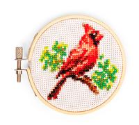 Kikkerland Artisanat Cardinal Mini Cross Stitch Embroidery