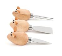 Set de 3 couteaux à fromage souris Beige et Argent