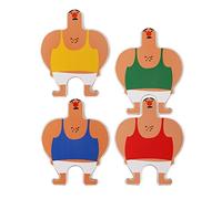 Kikkerland Drunk Glass Coasters, MDF, Papier, liège., Coleurs Assorties, 11.4 x 2 x 16.7 cm
