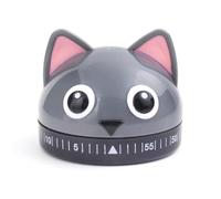 Kikkerland KT44 Minuteur de Cuisine Design Chat ABS, Acier Grey 6,17 x 6,07 x 4,99 cm