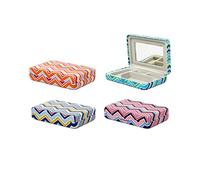 KIKKERLAND Mini étui de voyage à rayures avec miroir - (1 x couleurs assorties)