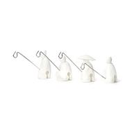 Kikkerland Porte-sachets de thé Pécheur Silicone Blanc 10,2x12,2x3 cm – Lot de 4