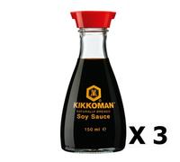 Kikkoman - Lot 3x Sauce Soja naturellement fermentée - Kikkoman - bouteille 150ml