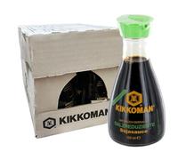 Kikkoman Sauce de Soja Moins de Sel 6 x 150 ml | Tremies de qualité supérieure, origine Pays-Bas, bouteilles pratiques pour dosage facile
