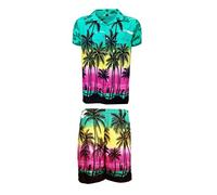 KIKLO Ensemble chemise et short hawaïen pour homme, ENSEMBLE DE PALMIÈRES, M