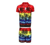 KIKLO Ensemble chemise et short hawaïen pour homme, R ENSEMBLE DE PALME, M