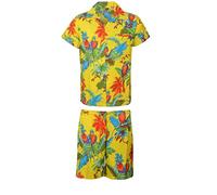 KIKLO Ensemble chemise et short hawaïen pour homme, Y PARROT ENSEMBLE, M