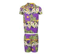 KIKLO Ensemble chemise et short hawaïens pour homme Motif cerf hawaïen, Ensemble de soleil en polyuréthane, M