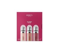 KIKO Milano Glossy Lip Set 03, Kit Lèvres : 3 Brillants À Lèvres Hydratants Effet Volumateur 3D