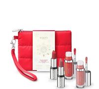 KIKO Milano Snow-Kissed Holiday Never Without You Mini Lips Gift Set, Coffret Cadeau Lèvres : 2 Mini Rouges À Lèvres Au Fini Mat Et 2 Mini Brillants À Lèvres