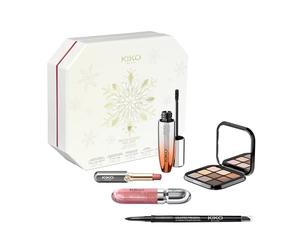 KIKO Milano Snow-Kissed Holiday Timeless Look Makeup Gift Set, Coffret Cadeau Maquillage: Mascara Effet Volumateur, Eye-Liner, Palette D'Ombres À Paupières, Brillant À Lèvres Et Rouge À Lèvres
