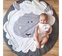 KIKOM Tapis Ramper bébé Tapis de jeu Animaux Mouton Coton Rond Tapis Pour Filles Garçons Eveil Enfants Decoration Chambre 90cm (Mouton)