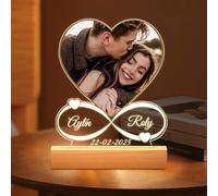 Kikone Personnalisé Lumineux Acrylique Cadeau,Cadre Photo Cadeau Personnalisé avec Lumière LED, Cadre Photo Cadeau Personnalisé pour Les Couples Femmes Hommes Valentine Cadeau D'anniversaire