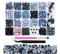 kikonoke Kit de breloques 3D en acrylique pour ongles, motif fleur, papillon, nœud, ourson, bijoux à ongles en forme de cœur, dos plat, strass avec outils de collecte pour