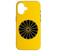 Kiku Chrysanthème Imperial Mon Noir Vector Art Coque pour iPhone 16